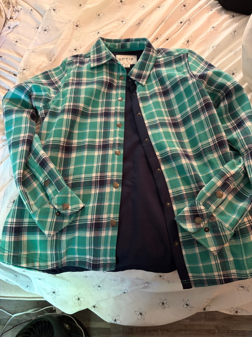 Orvis Green Plaid Button-Up Shirt Jacket